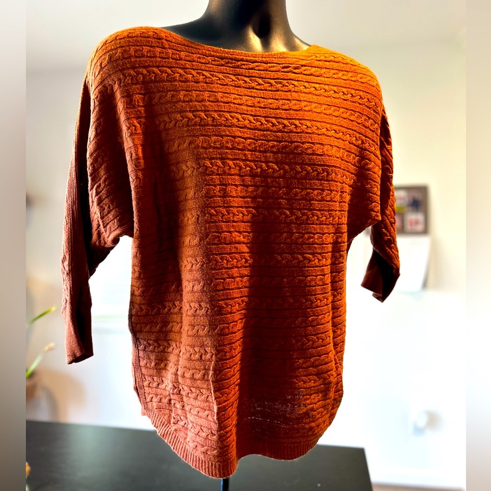 Orange cable knit lightweight sweater by Pink Clover